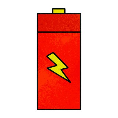 Retro grunge doku karikatür elektrik pil