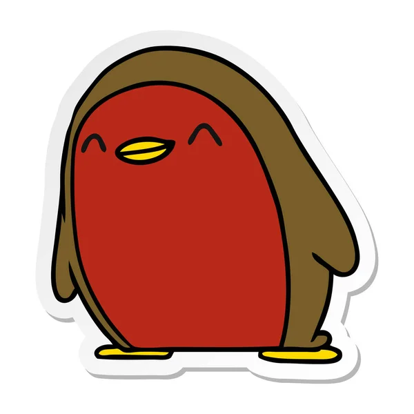 贴纸卡通可爱的卡瓦伊红色知更鸟 — 图库矢量图片