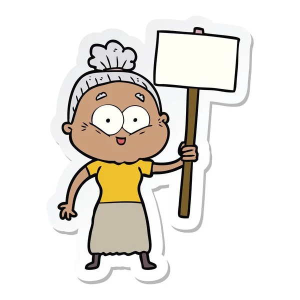 Наклейка мультфільму щаслива стара жінка — стоковий вектор