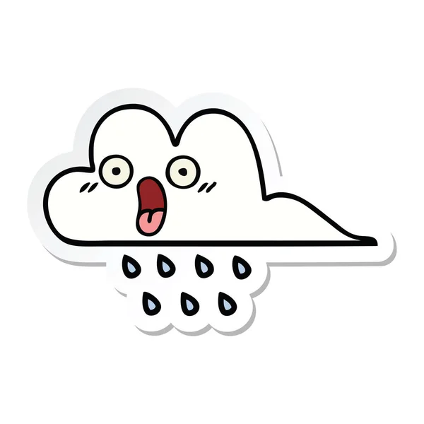 Etiqueta de um bonito cartoon chuva nuvem —  Vetores de Stock