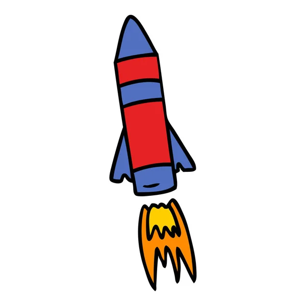 Doodle de desenho animado de um foguete espacial — Vetor de Stock
