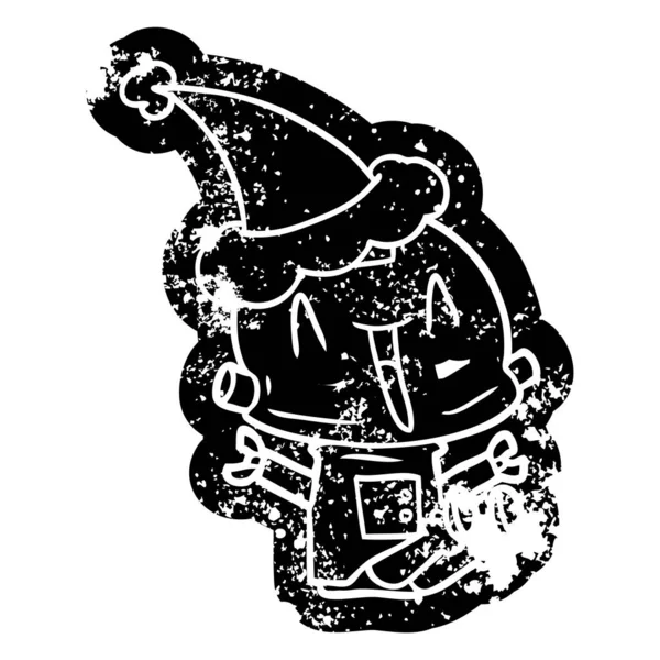 Икона робота в шляпе Санты — стоковый вектор