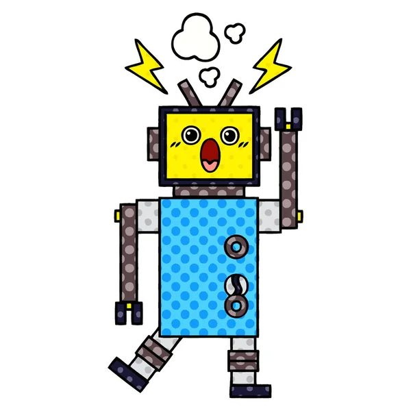 Bande Dessinée Style Bande Dessinée Robot Défectueux — Image vectorielle