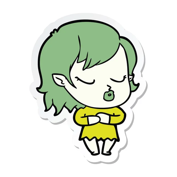 Sticker Van Een Leuke Cartoon Vampier Meisje — Stockvector
