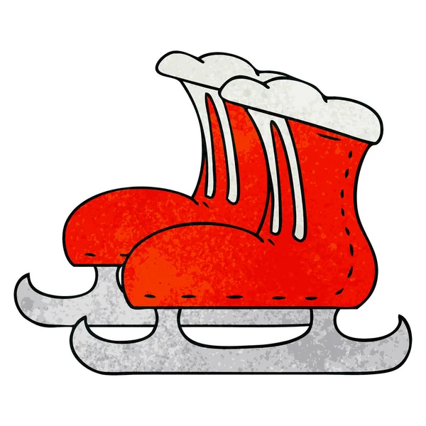 Dessiné Main Dessin Animé Texturé Doodle Bottes Patin Glace — Image vectorielle