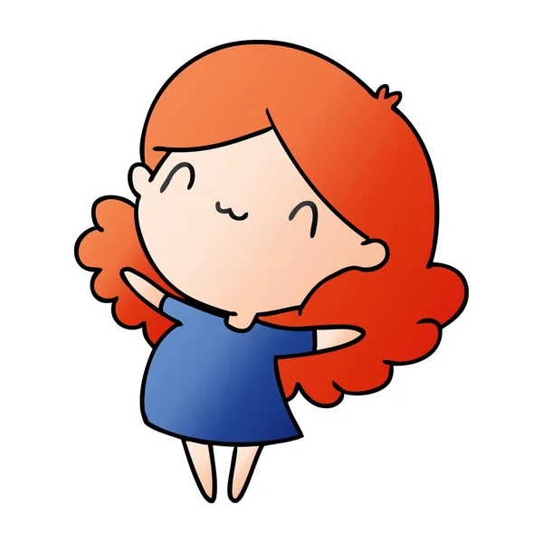 Gradiente Desenho Animado Ilustração Uma Menina Kawaii Bonito — Vetor de Stock