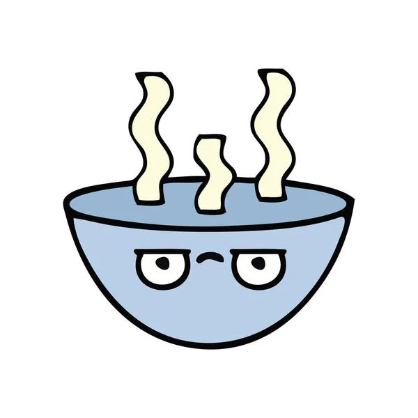 Mignon bol de dessin animé de soupe chaude — Image vectorielle