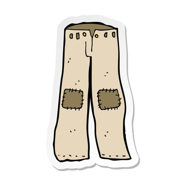 Autocollant d'un vieux pantalon patché dessin animé — Image vectorielle