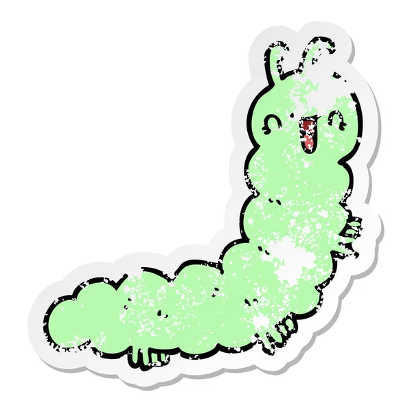 Distressed Sticker Cartoon Caterpillar — Stock Vector