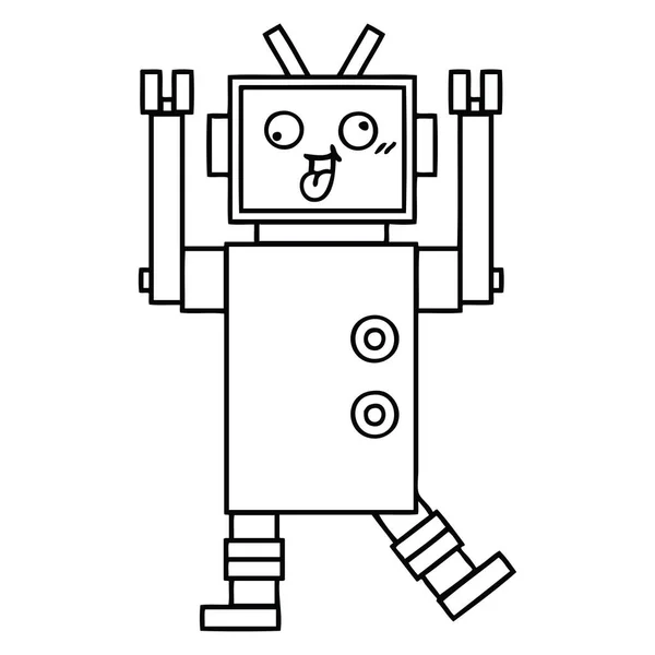 Linienzeichnung Cartoon Roboter — Stockvektor