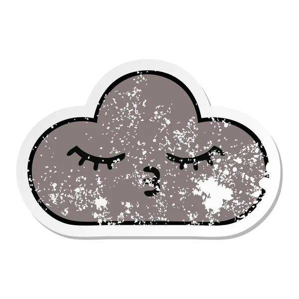 Αναξιοπαθούντα αυτοκόλλητο του ένα χαριτωμένο κινούμενα σχέδια καταιγίδα σύννεφο — Διανυσματικό Αρχείο