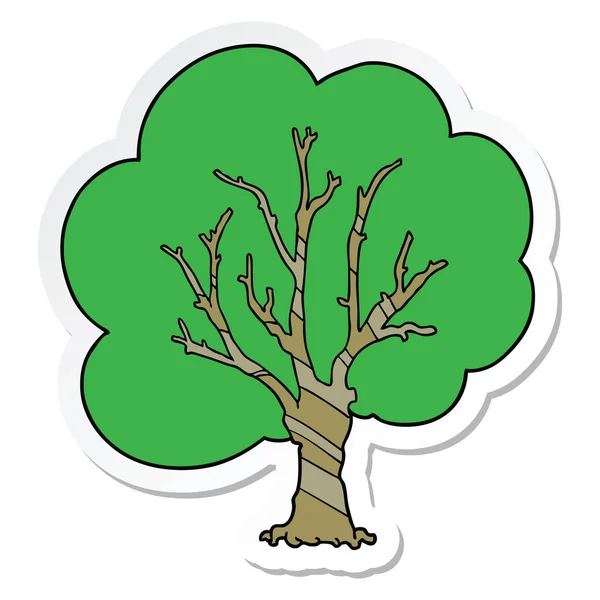 Ένα δέντρο κινούμενα σχέδια αυτοκόλλητο — Διανυσματικό Αρχείο