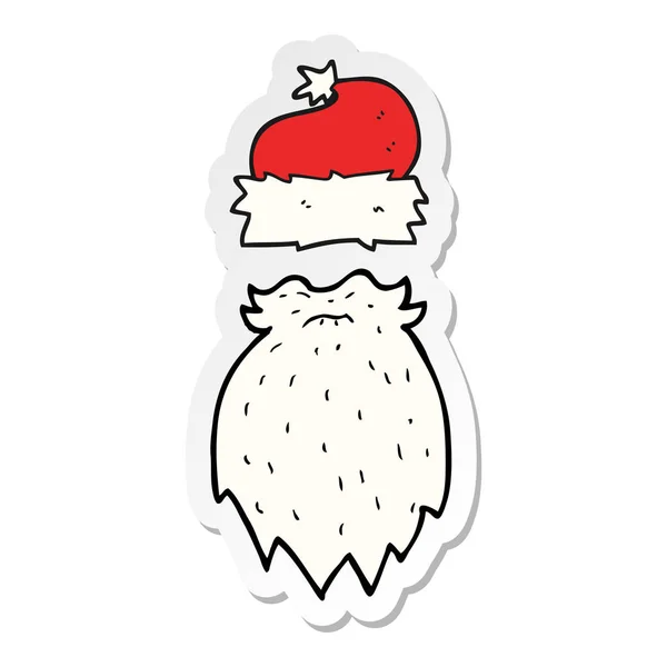 Sticker van een cartoon Kerstman hoed en baard — Stockvector