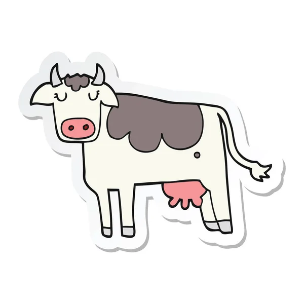 Sticker van een cartoon koe — Stockvector