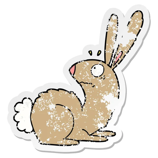 Autocollant Affligé Lapin Lapin Surpris Par Bande Dessinée — Image vectorielle