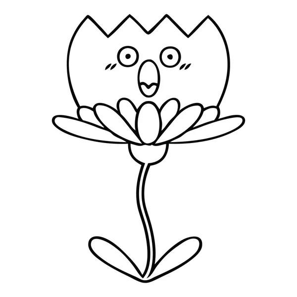 Desenho Linha Desenhos Animados Uma Flor — Vetor de Stock