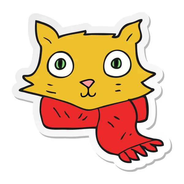 Sticker van een cartoon kat sjaal dragen — Stockvector