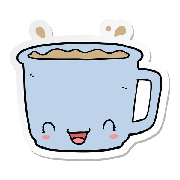 Sticker van een cartoon kopje koffie — Stockvector