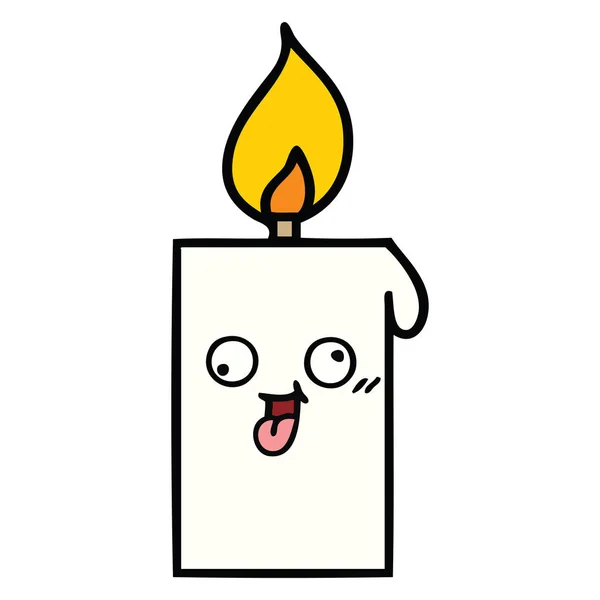 Cute Cartoon Lit Candle — Stock Vector