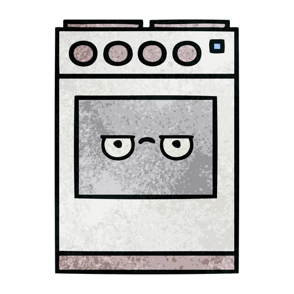 Retro Grunge Doku Karikatür Bir Mutfak Fırın — Stok Vektör