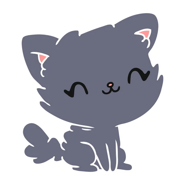 Мультфильм милый кавайский пушистый кот — стоковый вектор
