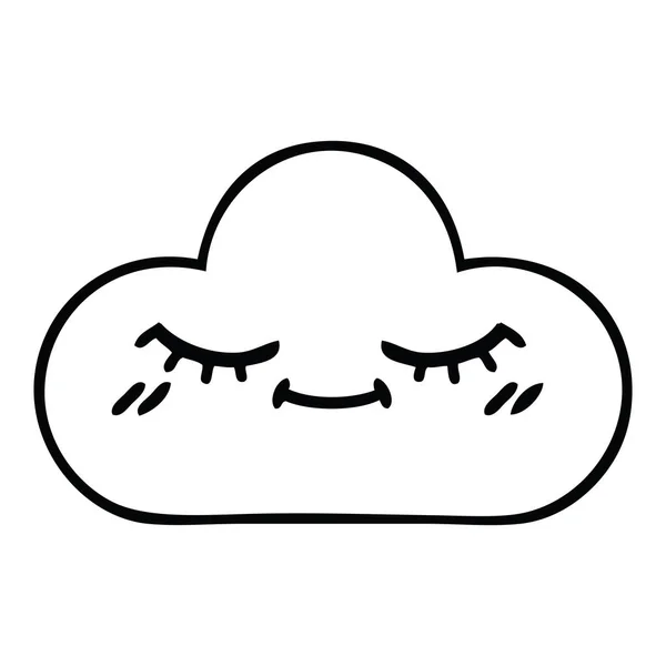 Desenho Linha Desenho Animado Uma Nuvem Tempestade — Vetor de Stock