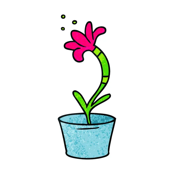 Getextureerde cartoon doodle van een kamerplant — Stockvector