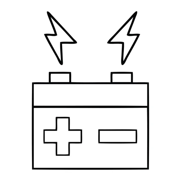 Linienzeichnung Cartoon elektrische Batterie — Stockvektor