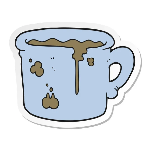 Штикер Мультфильма Старой Чашки Кофе — стоковый вектор