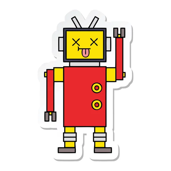 Sevimli çizgi robot Sticker — Stok Vektör