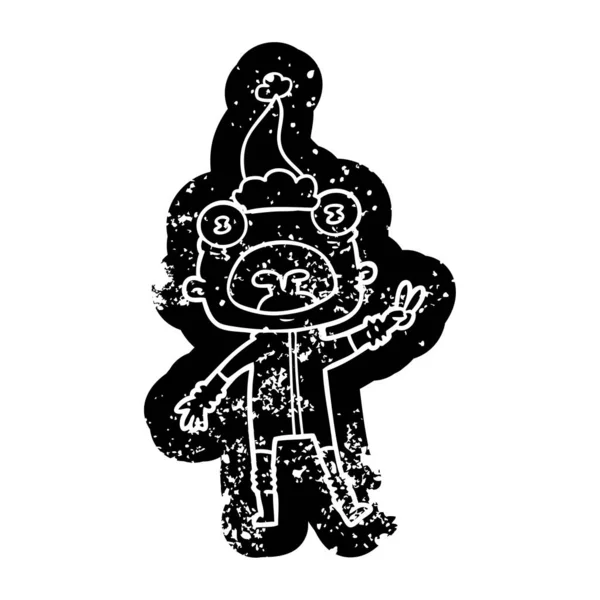 Cartoon nödställda ikonen av en konstig främmande viftande bär santa ha — Stock vektor