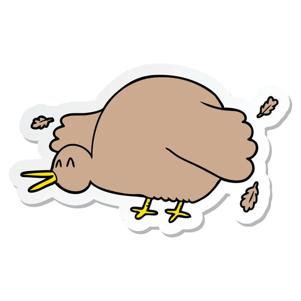 Klistermärke Cartoon Kiwi Fågel Flaxande Vingar — Stock vektor