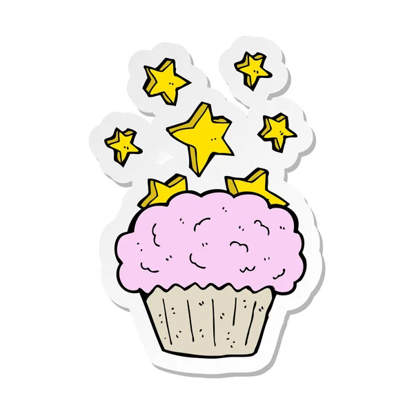 Pegatina Cupcake Mágico Dibujos Animados — Vector de stock