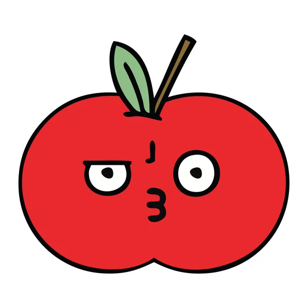 Roztomilý kreslený červené jablko — Stockový vektor