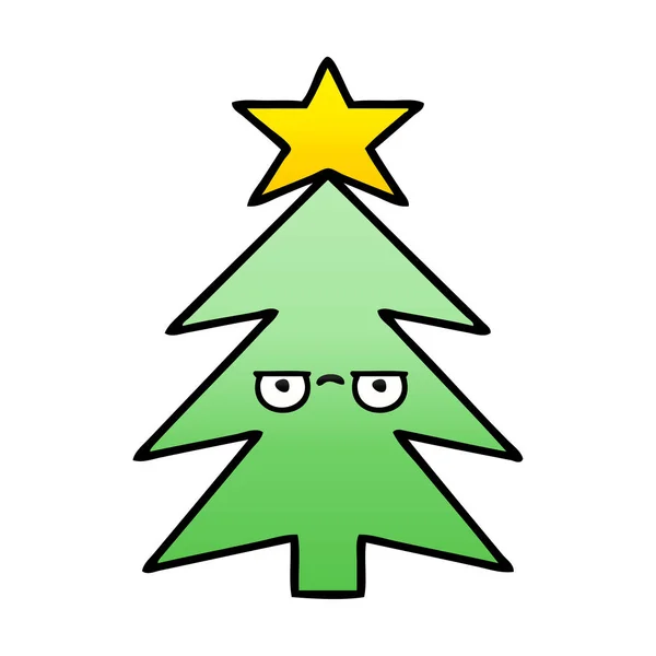 Gradient Grijs Cartoon Van Een Kerstboom — Stockvector