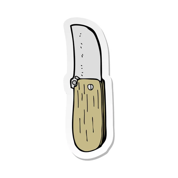 Sticker of a cartoon folding knife — Stock Vector