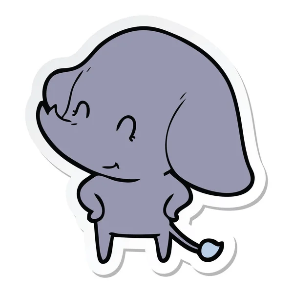 Sticker of a cute cartoon elephant — Stock Vector