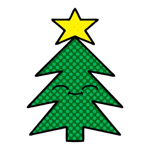 Comic book stijl cartoon kerstboom — Stockvector