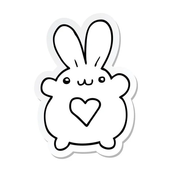 Sticker Cute Cartoon Rabbit Love Heart — Stock Vector