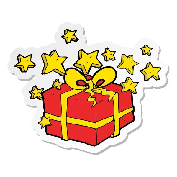 Sticker Cartoon Christmas Present — Stock Vector