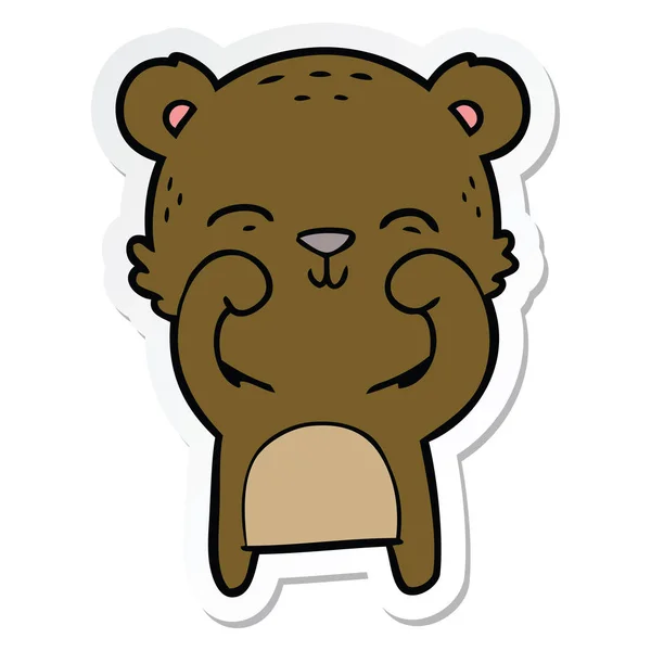 Sticker of a happy cartoon bear — Stock Vector
