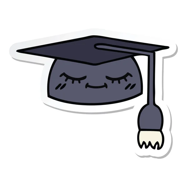 Adesivo Cappello Carino Fumetto Graduazione — Vettoriale Stock