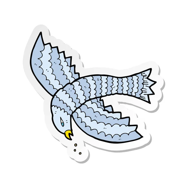Sticker of a cartoon flying bird — Stock Vector