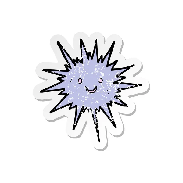 Retro distressed sticker of a cartoon sea urchin — Stock Vector