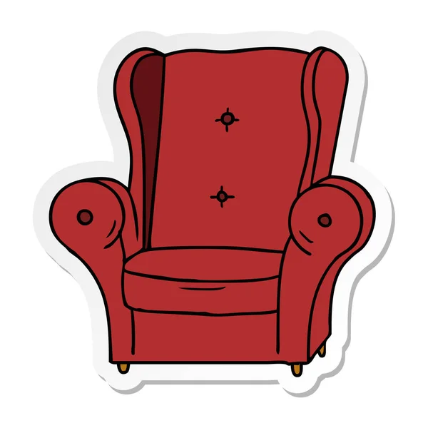 Etiket karikatür doodle eski bir koltuk — Stok Vektör