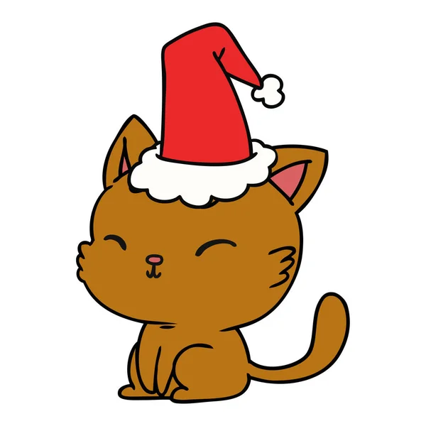 Karácsonyi rajzfilm kawaii macska — Stock Vector