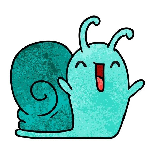 质感卡通插图卡瓦伊快乐可爱的蜗牛 — 图库矢量图片