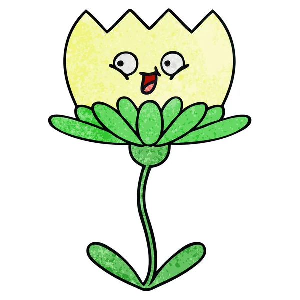 Retro grunge doku karikatür çiçek — Stok Vektör