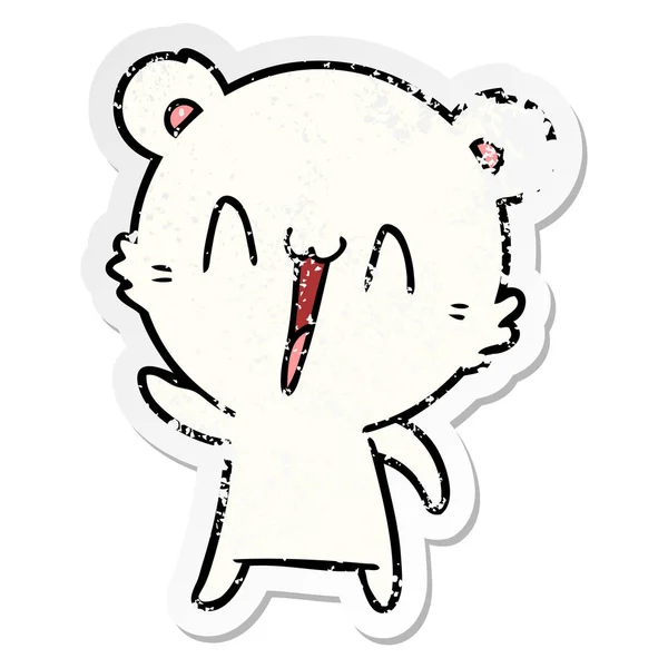 Distressed sticker of a happy polar bear cartoon — Stock Vector