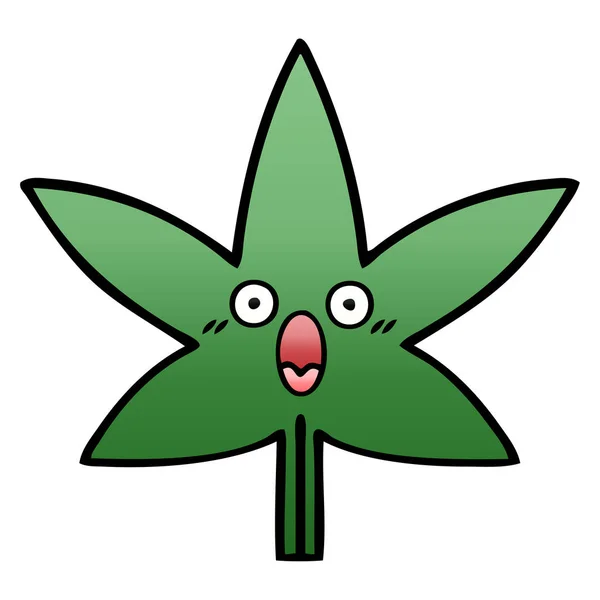 Gradient ombre bande dessinée feuille de marijuana — Image vectorielle